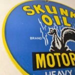 Vintage Skunk Oil Sign – Porcelain Service Station Gas Pump Plate Sign - Image 6