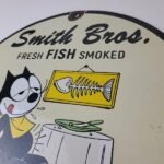 Vintage Smith Bros Sign – Felix the Cat Fresh Fish Meat Porcelain Gas Pump Sign - Image 8