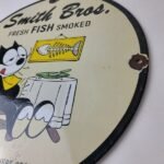 Vintage Smith Bros Sign – Felix the Cat Fresh Fish Meat Porcelain Gas Pump Sign - Image 9