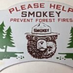 Vintage Smokey Bear Sign Topper – Forest Service Porcelain License Plate Topper - Image 3