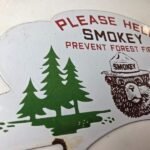 Vintage Smokey Bear Sign Topper – Forest Service Porcelain License Plate Topper - Image 5