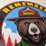 Vintage Smokey Bear Wildfires Sign – Only You, Prevention Gas Porcelain Sign - Image 5