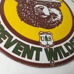 Vintage Smokey Bear Wildfires Sign – Prevention Gas Porcelain Sign - Image 11