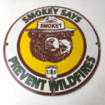 Vintage Smokey Bear Wildfires Sign – Prevention Gas Porcelain Sign - Image 15
