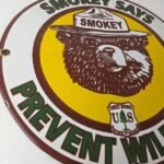 Vintage Smokey Bear Wildfires Sign – Prevention Gas Porcelain Sign - Image 6