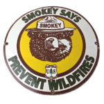 Vintage Smokey Bear Wildfires Sign – Prevention Gas Porcelain Sign - Image 2