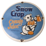 Vintage Snow Crop Sign – Orange Juice Piggly Gas Oil Pump Sign