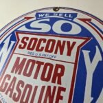 Vintage Socony Gasoline Sign – Motor Oil Porcelain Gas Pump Station Sign - Image 12