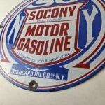 Vintage Socony Gasoline Sign – Motor Oil Porcelain Gas Pump Station Sign - Image 14