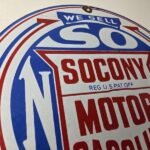 Vintage Socony Gasoline Sign – Motor Oil Porcelain Gas Pump Station Sign - Image 5
