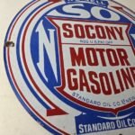 Vintage Socony Gasoline Sign – Motor Oil Porcelain Gas Pump Station Sign - Image 6