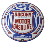 Vintage Socony Gasoline Sign – Motor Oil Porcelain Gas Pump Station Sign - Image 2