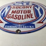 Vintage Socony Gasoline Sign – Motor Oil Porcelain Gas Pump Station Sign - Image 10