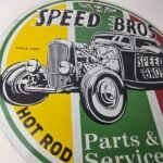 Vintage Speed Bros Sign – US Route 66 Porcelain Gas Pump Sign - Image 6