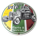 Vintage Speed Bros Sign – US Route 66 Porcelain Gas Pump Sign - Image 2