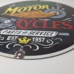 Vintage Speed King Motorcycles Sign – Harley, Indian, Porcelain Gas Pump Sign - Image 11