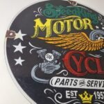 Vintage Speed King Motorcycles Sign – Harley, Indian, Porcelain Gas Pump Sign - Image 6