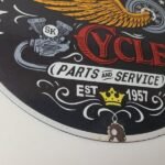 Vintage Speed King Motorcycles Sign – Harley, Indian, Porcelain Gas Pump Sign - Image 7