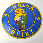 Vintage Squirt Soda Boy Sign – Gas Pump Wall Service Porcelain Cola Sign - Image 15