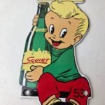 Vintage Squirt Soda Boy Sign – Gas Pump Wall Service Sales Porcelain Sign - Image 4