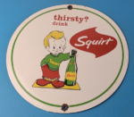 Vintage Squirt Soda Boy Sign – Gas Pump Wall Service Sales Porcelain Sign