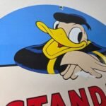 Vintage Standard Gasoline Sign – Disney Donald Duck Gas Pump Porcelain Sign - Image 5
