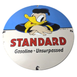 Vintage Standard Gasoline Sign – Disney Donald Duck Gas Pump Porcelain Sign