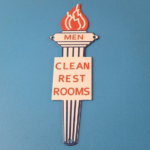 Vintage Standard Gasoline Sign – Porcelain Mens Bathroom Torch Gas Pump Sign