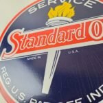 Vintage Standard Oil Sign – Indiana Gasoline Pump Plate Porcelain Sign - Image 4