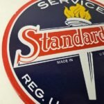 Vintage Standard Oil Sign – Indiana Gasoline Pump Plate Porcelain Sign - Image 6