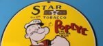 Vintage Star Tobacco Cigarette Sign – Porcelain Popeye Gas Pump Plate Sign - Image 13