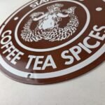 Vintage Starbucks Sign – Coffee Tea Spices Porcelain Beverage Gas Pump Sign - Image 14