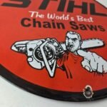 Vintage Stihl Chainsaw Sign – Porcelain Metal Store Display Advertising Gas Sign - Image 11