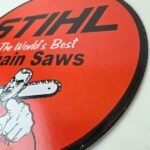 Vintage Stihl Chainsaw Sign – Porcelain Metal Store Display Advertising Gas Sign - Image 13