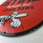 Vintage Stihl Chainsaw Sign – Porcelain Metal Store Display Advertising Gas Sign - Image 14