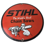 Vintage Stihl Chainsaw Sign – Porcelain Metal Store Display Advertising Gas Sign