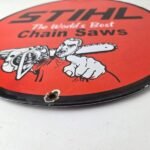Vintage Stihl Chainsaw Sign – Porcelain Metal Store Display Advertising Gas Sign - Image 10