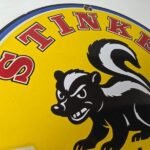 Vintage Stinker Gasoline Sign – Skunk Porcelain Service Station Gas Pump Sign - Image 5