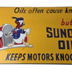 Vintage Sunoco Motor Oils Sign – Disney Dealership Gas Pump Porcelain Sign