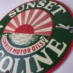 Vintage Sunset Gasoline Sign – Gas Motor Oil Pump Plate Porcelain Sign - Image 13