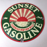 Vintage Sunset Gasoline Sign – Gas Motor Oil Pump Plate Porcelain Sign - Image 15