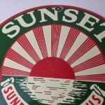 Vintage Sunset Gasoline Sign – Gas Motor Oil Pump Plate Porcelain Sign - Image 3