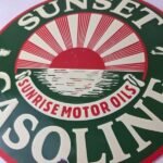 Vintage Sunset Gasoline Sign – Gas Motor Oil Pump Plate Porcelain Sign - Image 4