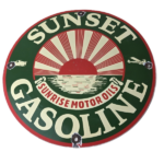 Vintage Sunset Gasoline Sign – Gas Motor Oil Pump Plate Porcelain Sign - Image 2