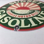 Vintage Sunset Gasoline Sign – Gas Motor Oil Pump Plate Porcelain Sign - Image 10