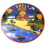 Vintage Super Shell Gasoline Sign – 400 Extra Dry Gas Oil Pump Porcelain Sign