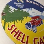 Vintage Super Shell Gasoline Sign – 400 Extra Dry Shell Car Pump Porcelain Sign - Image 6