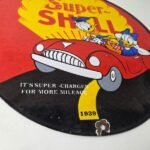 Vintage Super Shell Gasoline Sign – Donald Duck Automobile Gas Oil Pump Sign - Image 11