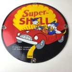 Vintage Super Shell Gasoline Sign – Donald Duck Automobile Gas Oil Pump Sign - Image 15