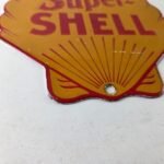 Vintage Super Shell Gasoline Sign – Gas Pump Porcelain Small Adverting Clam Sign - Image 11